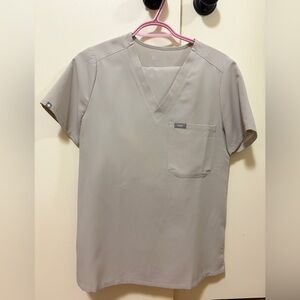 FIGS women’s V-Neck Scrub Top and Bottom— Light Taupe